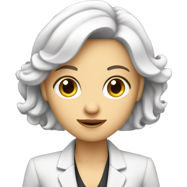 Beautiful White Woman with Laptop busy with coding for Office Work, nice hair, suit  emoji