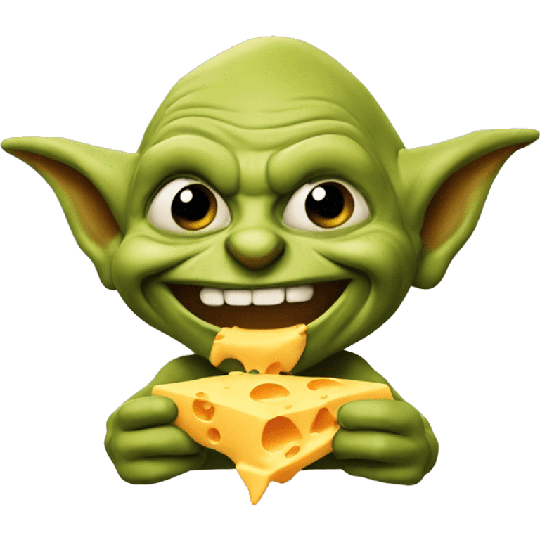 Cheddar goblin eating cheddar emoji