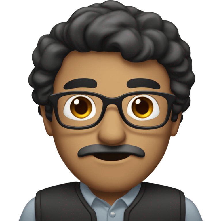 dark hair dark eye man with short mustache wearing glasses emoji