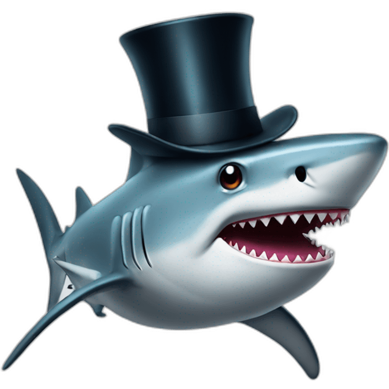 Shark with a top hat emoji