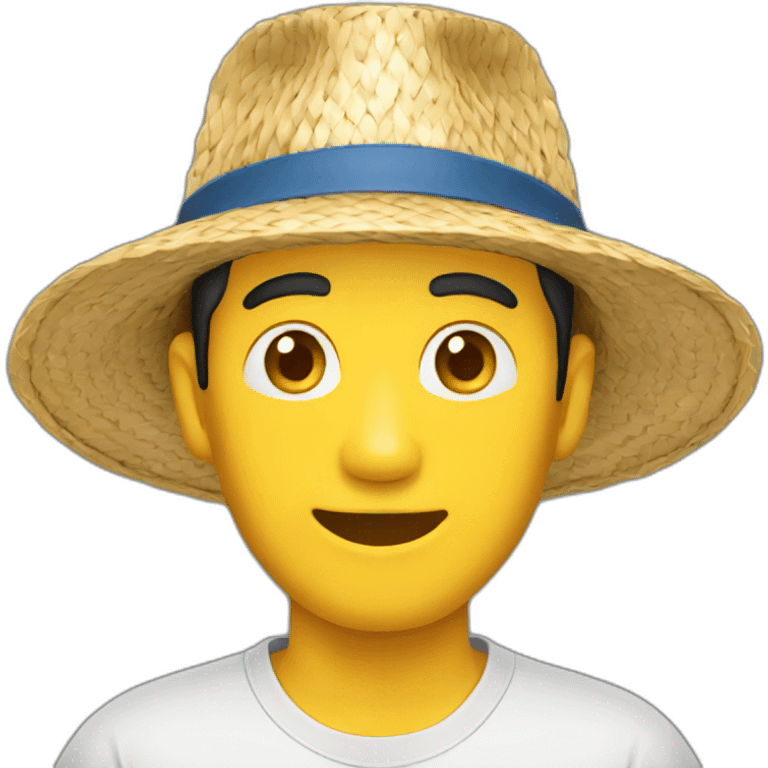 asian man straw hat emoji