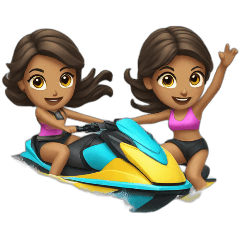 two twin bitches hopping off a jet ski emoji