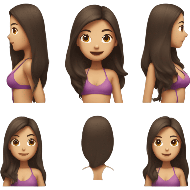 a long brown hair Asian girl in monokini emoji