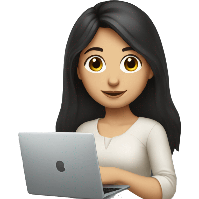 armenian girl with dark hair with her laptop emoji