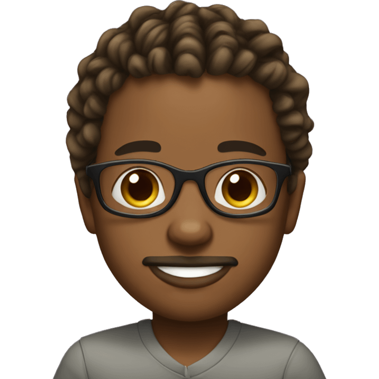 young african american with two-strand twists, glasses, and a baby goatee emoji