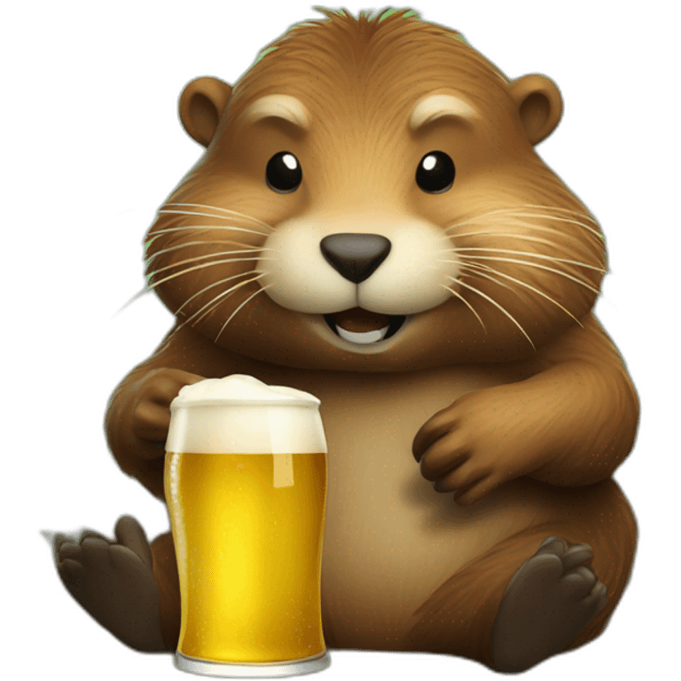 beaver using computer and drinking beer emoji