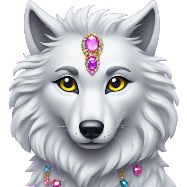 Lisa frank wolf with jewels  emoji