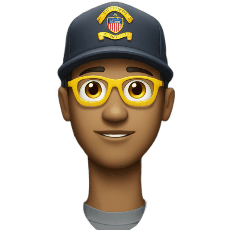 man with yellow "FBI" letters on his cap emoji