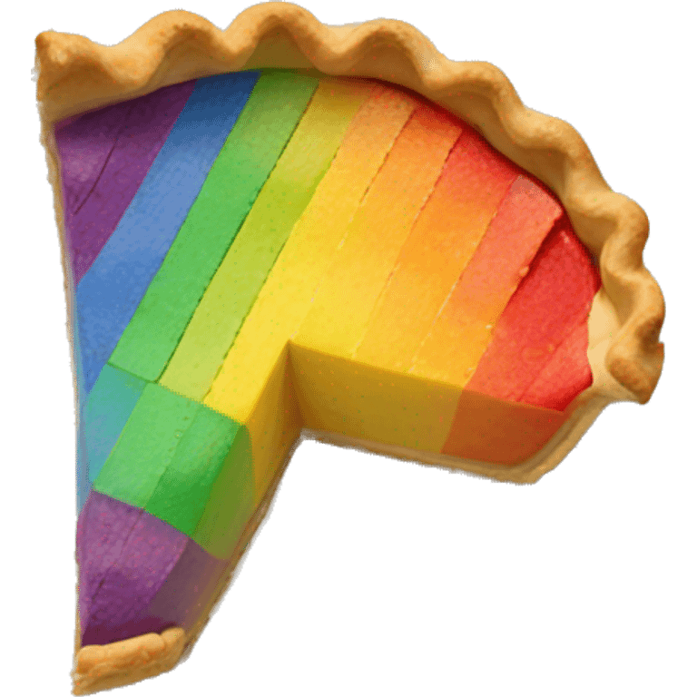 a round rainbow filled pie with a slice taken out of it emoji