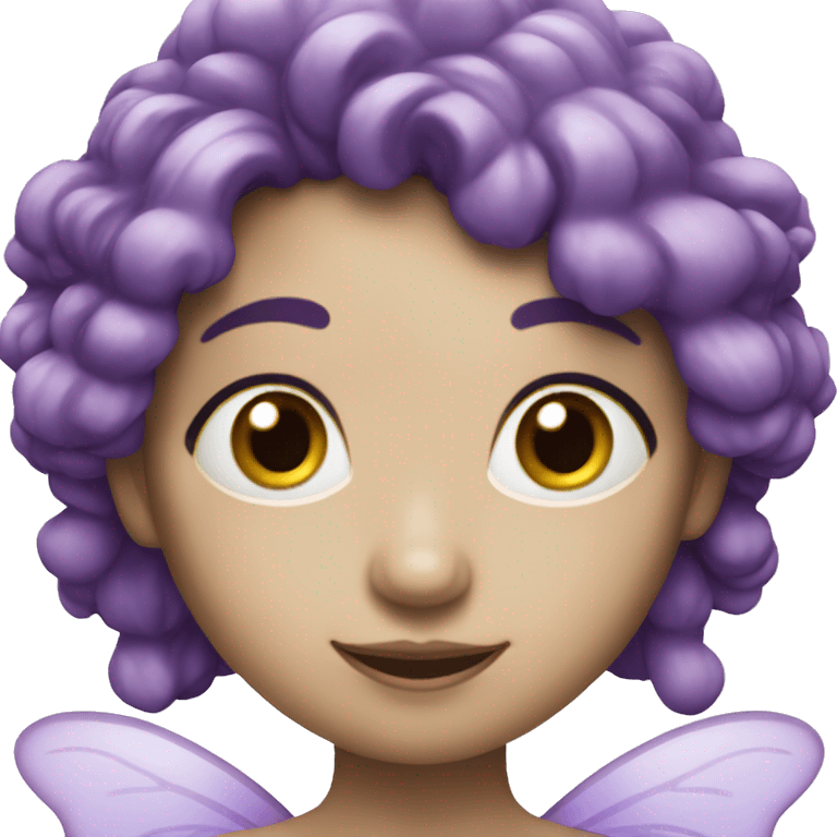 Purple fairy with white skin and purple eyes emoji