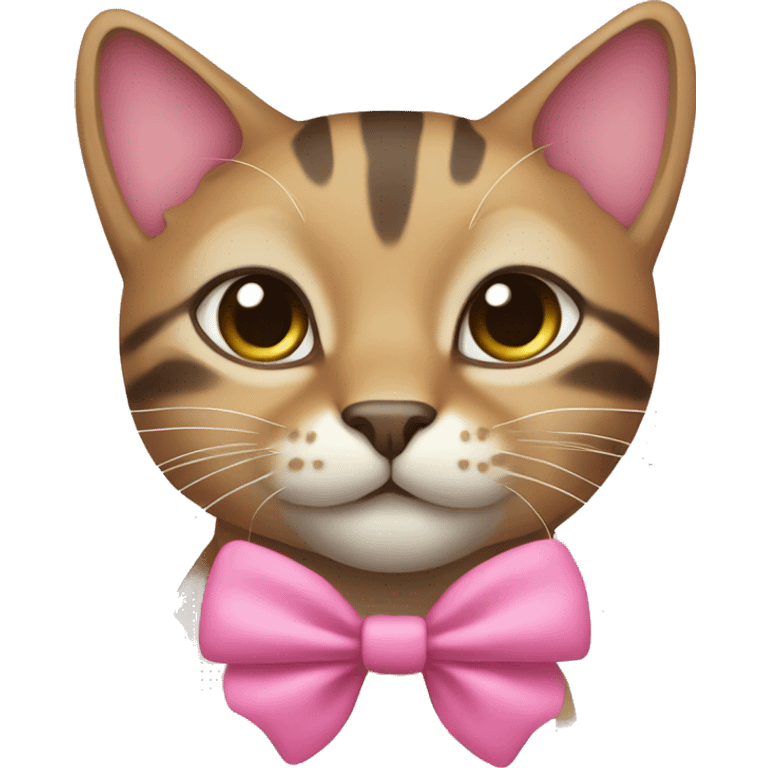 Sokoke cat wearing a pink bow emoji