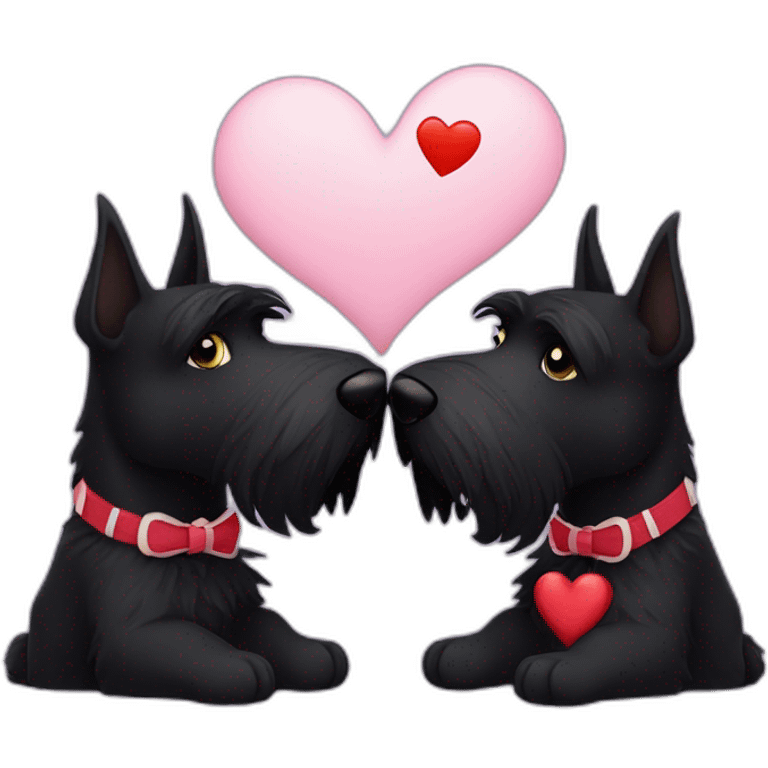 Two black Scottish terrier kissing emoji