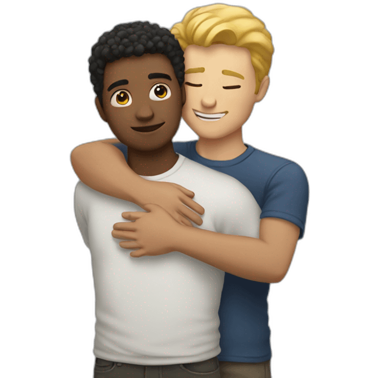 HUGGING white male friends emoji