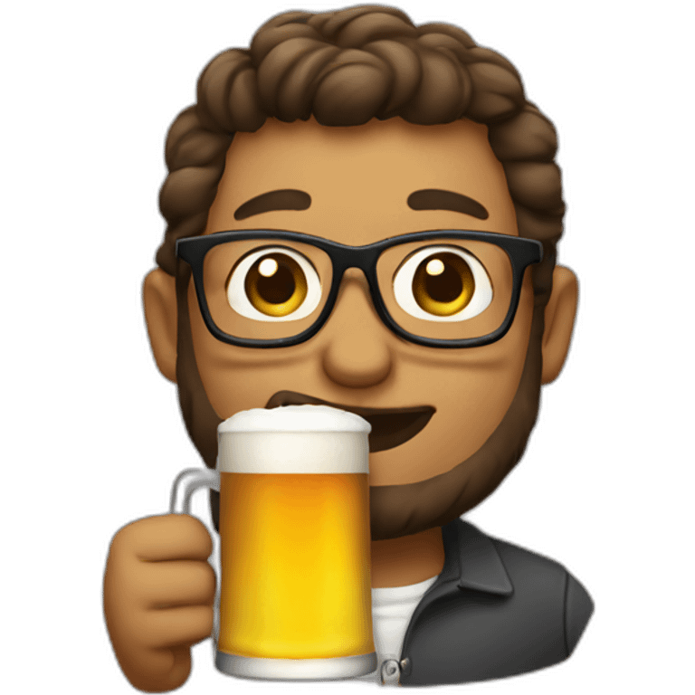 wearing glasses holding beer emoji