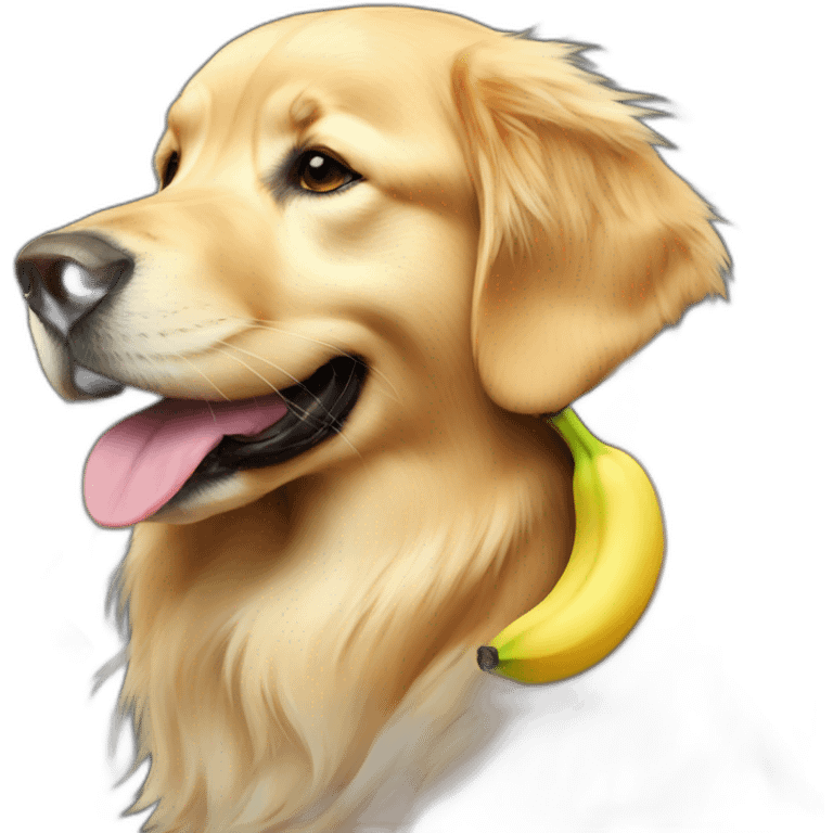 Golden retriever with banana emoji