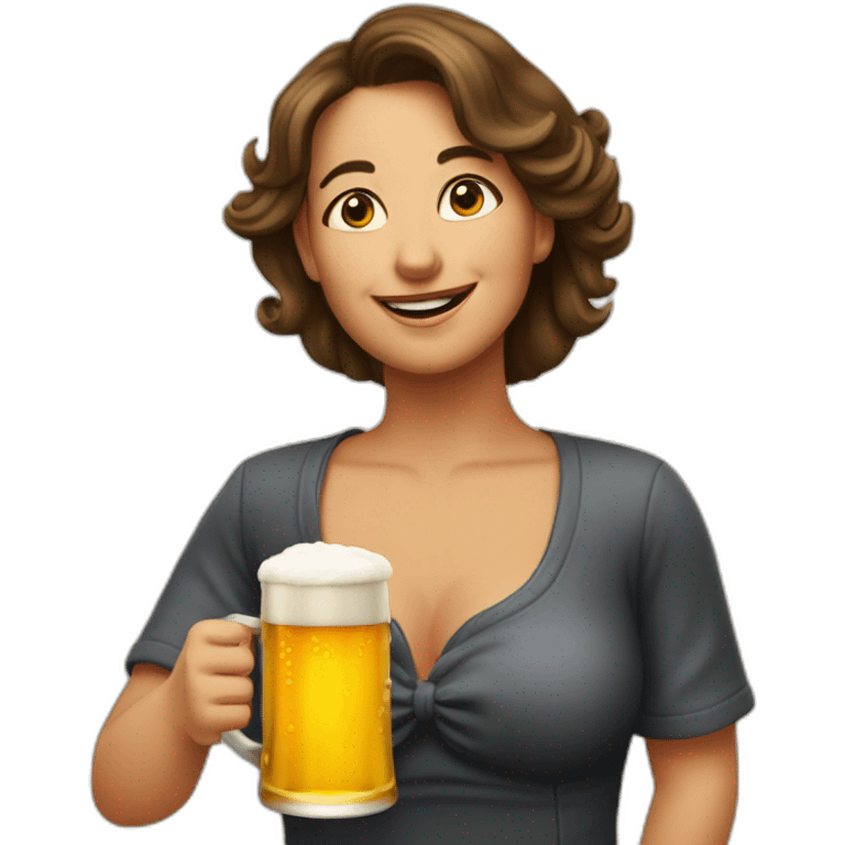 Une mami boua une bière emoji