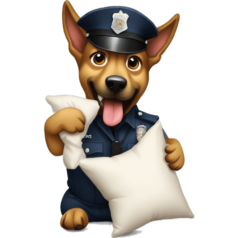 A police dog biting a pillow emoji