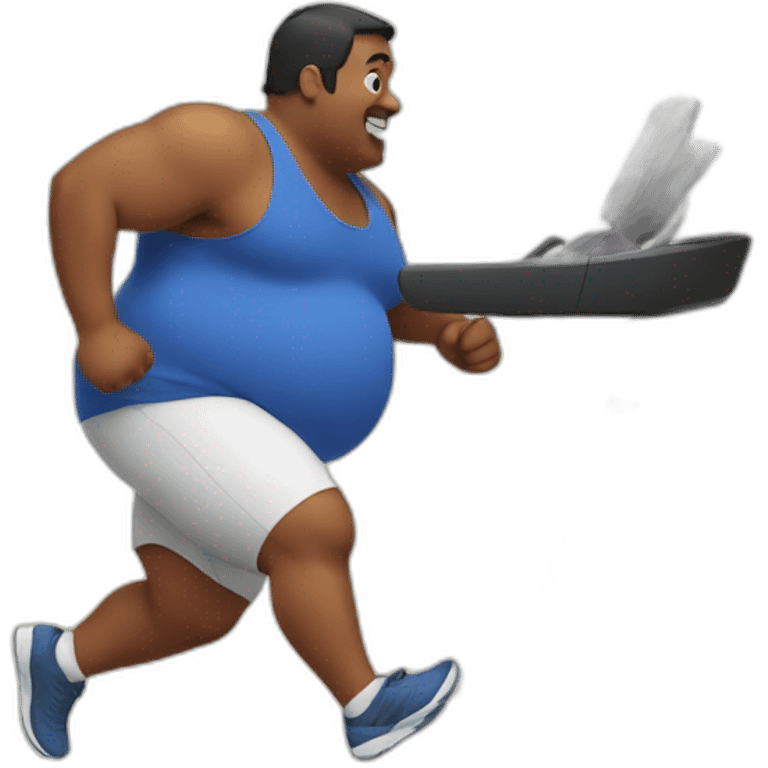 Fat man running on a treadmill emoji