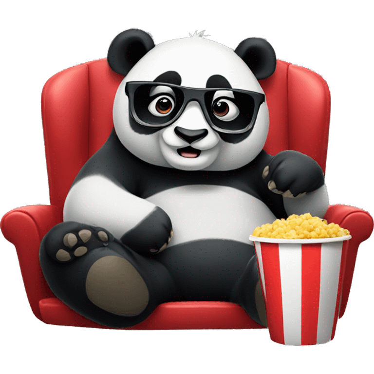 Panda watching movie with 3d glasses emoji