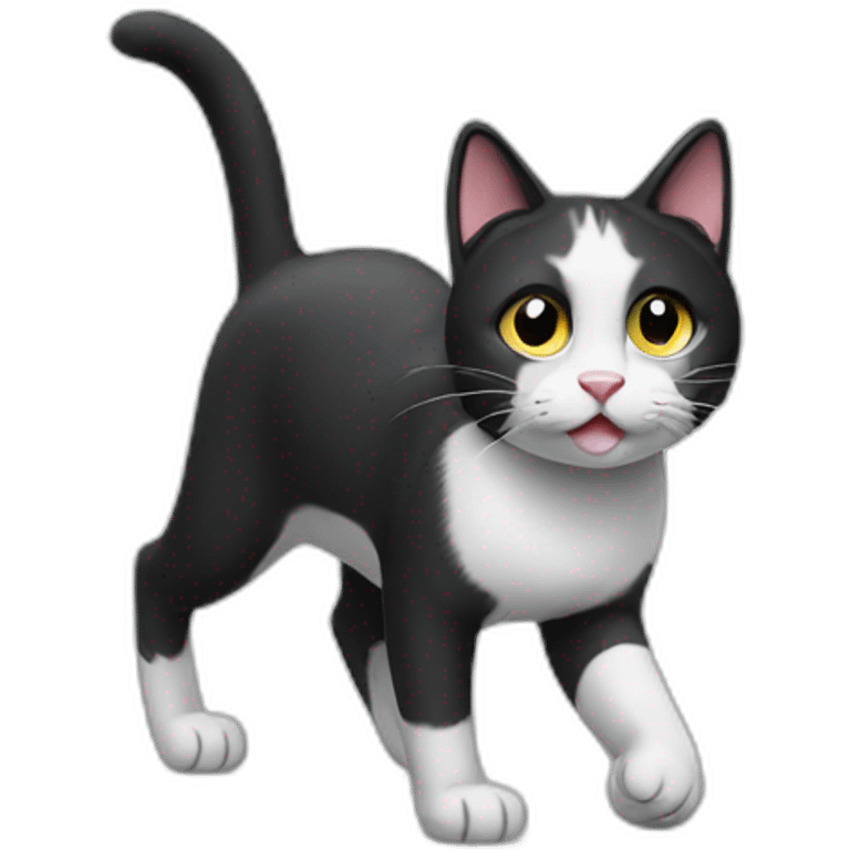 Black and white cat limping emoji