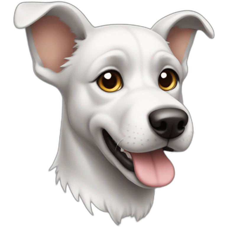 cute white-grey mongrel dog with big up ears emoji