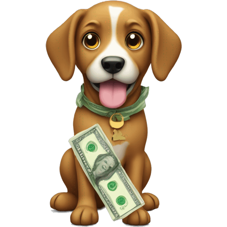 dog holding money wad emoji