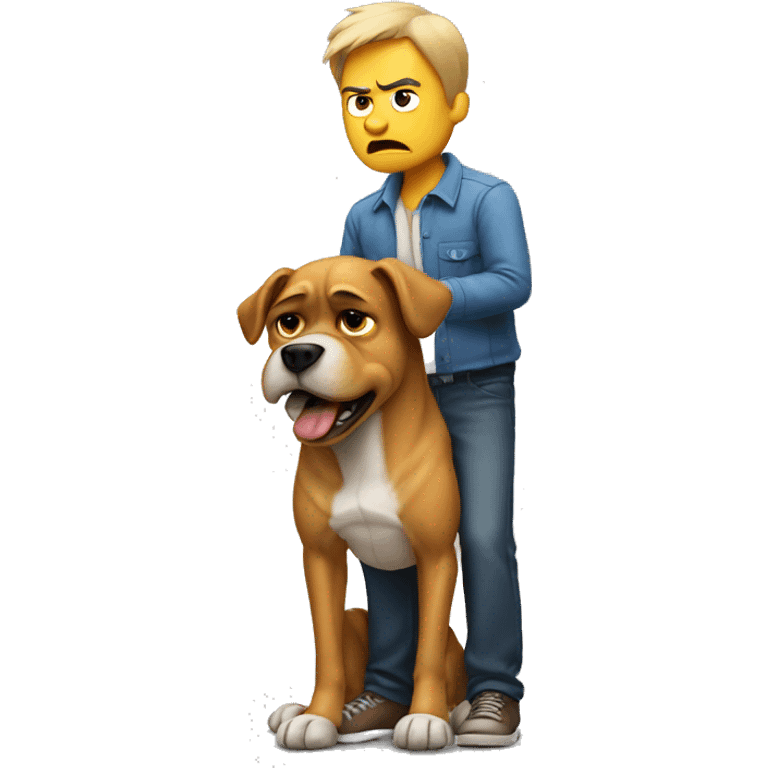 angry dog standing on a man emoji