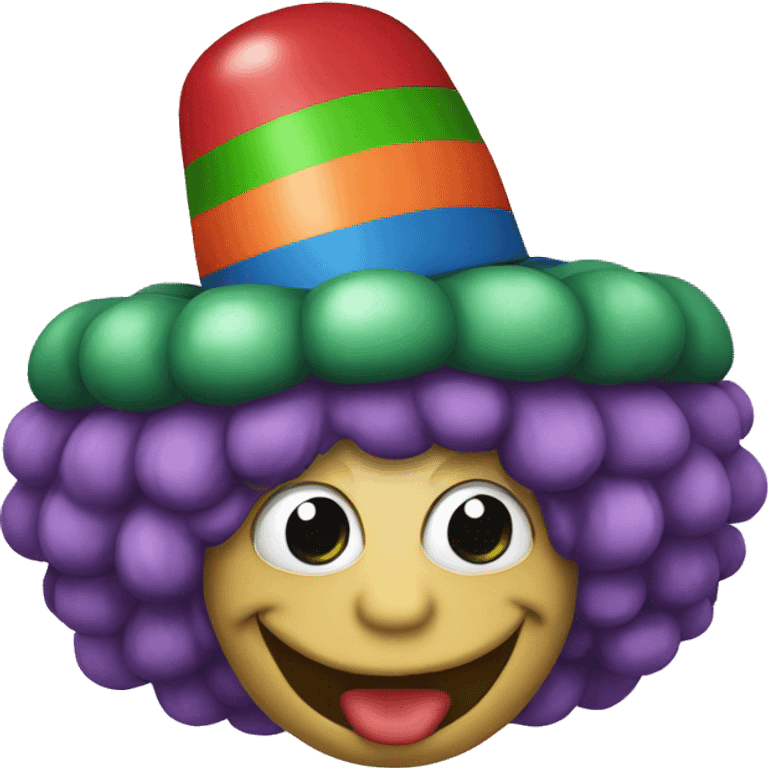 Snake wearing a clown wig emoji