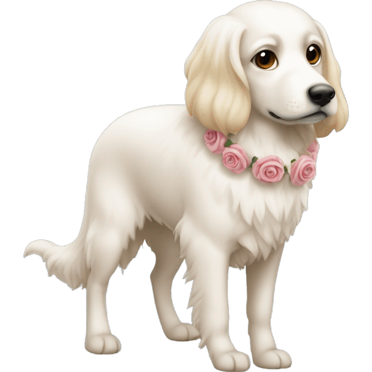 Ein rosa, weiß farbiges hundegeschirr mit weißem pelzrand emoji