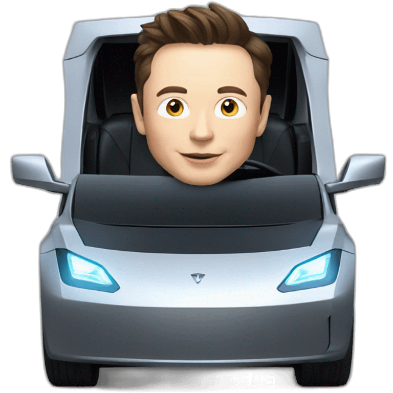 Elon musk riding in a Tesla cyber truck  emoji