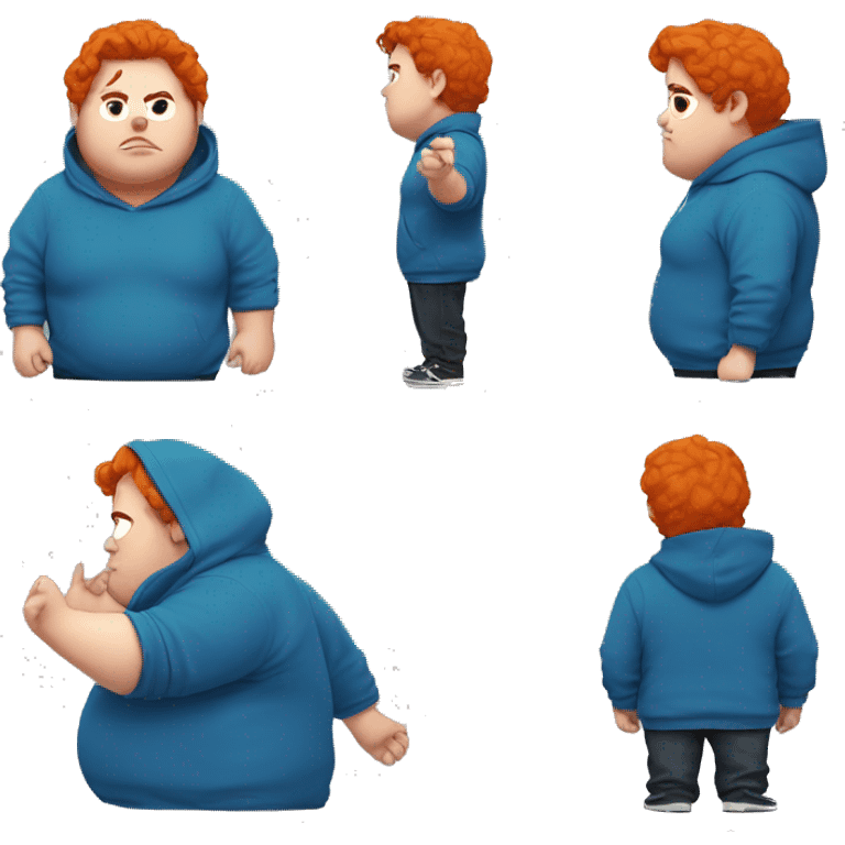 A really obese red haired streamer named caseoh that wears a blue hoodie  emoji