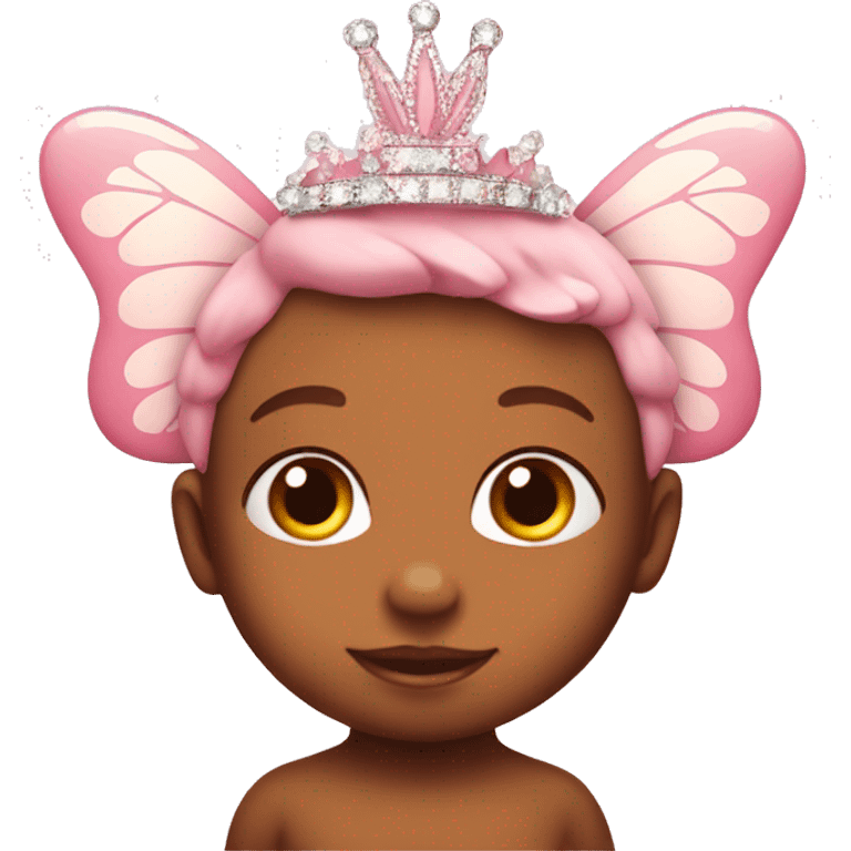 Baby pink butterfly wearing sparkling crown emoji