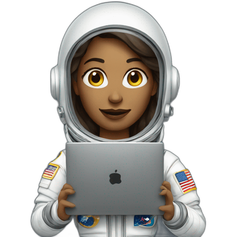 Woman astronaut with a laptop emoji