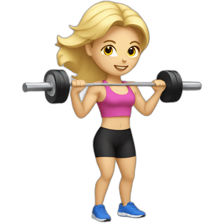 blonde woman doing weight training emoji