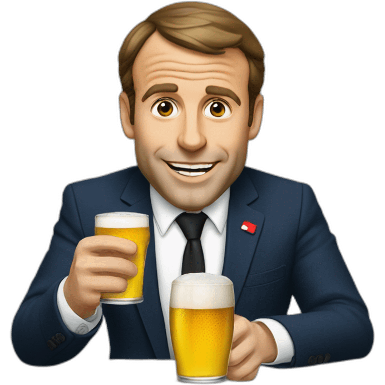 Macron qui boie une bière  emoji