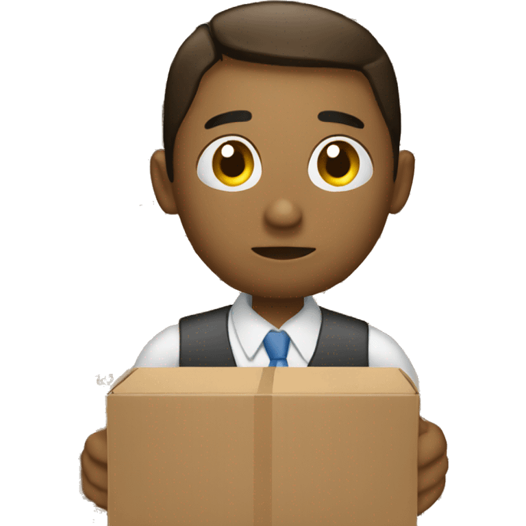 sad employee with boxes emoji