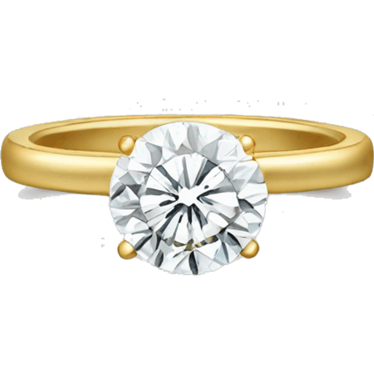 Round diamond engagement ring with gold band emoji