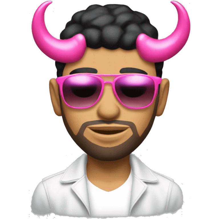 anuel aa with two little devil horns and pink designer sunglasses emoji