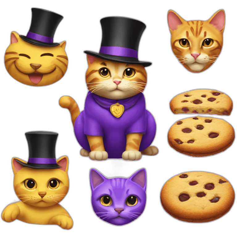 cat-with-a-top-hat-riding-a-purple-cat-riding-a-red-cat-riding-a-yellow-cat-riding-a-giant-cookie emoji