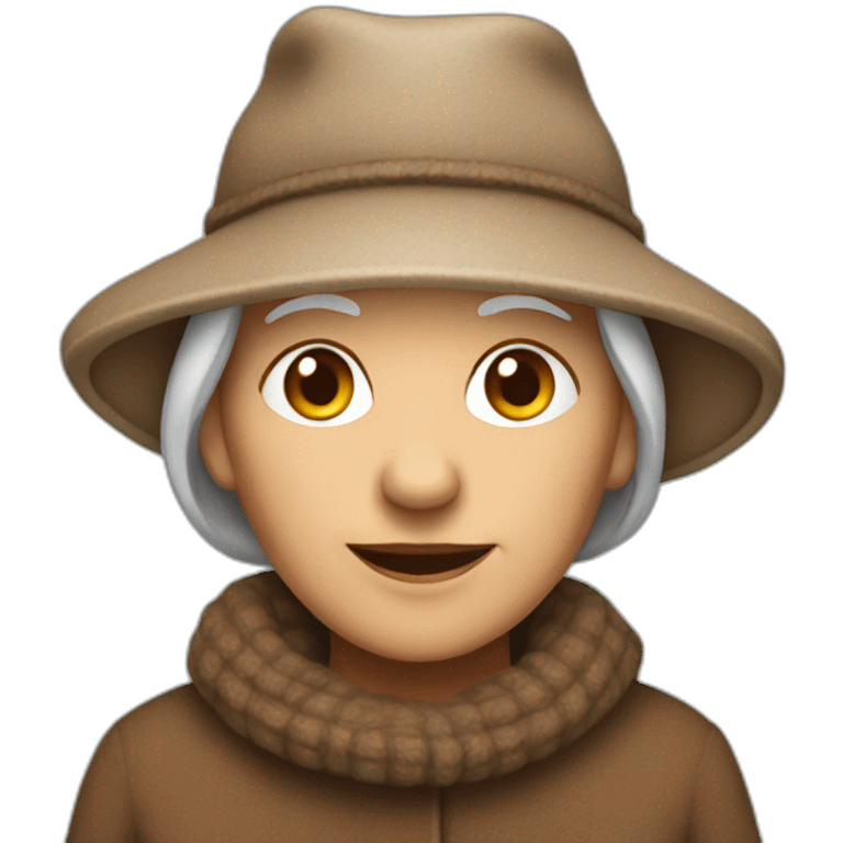 Old Woman with brown clothes and woolen hat emoji