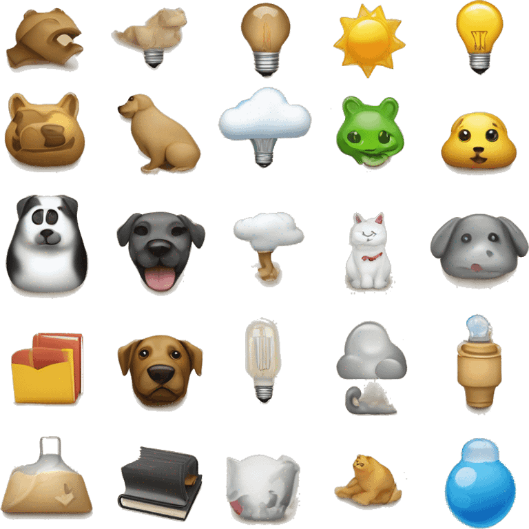 angr sand mosaic dog happy clud    happy moai   cloud  frog  apple  book  light bulb   cat  compytar emoji