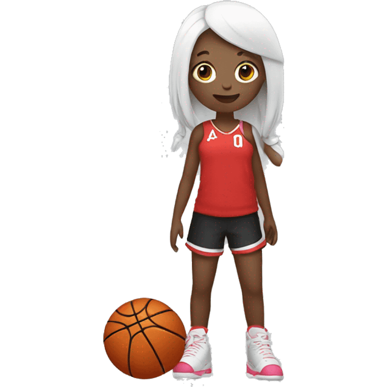 girl that likes basketball, the color red, pandas, and hanging out with friends emoji