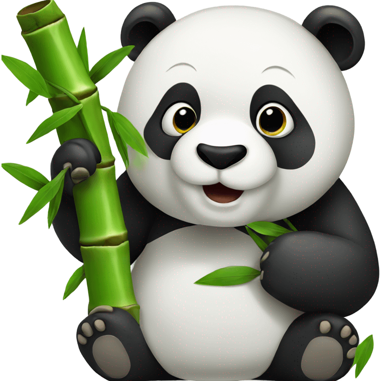 A panda eating a bamboo emoji