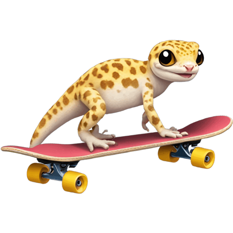 Leopard gecko riding a skateboard   emoji