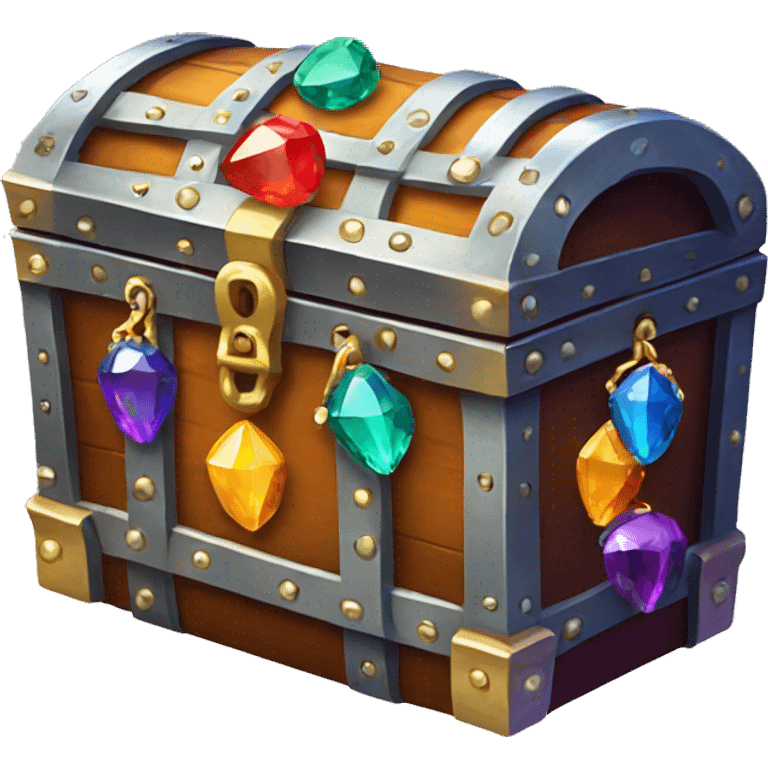 Treasure chest with colourful gems emoji