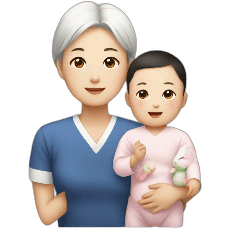 A Korean and a baby emoji