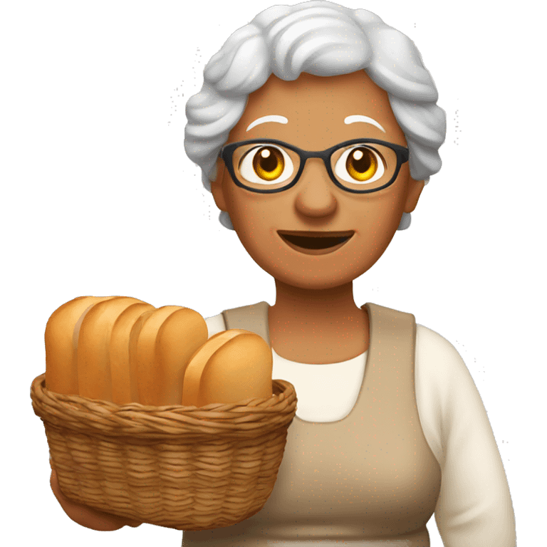 grandma with bread basket emoji