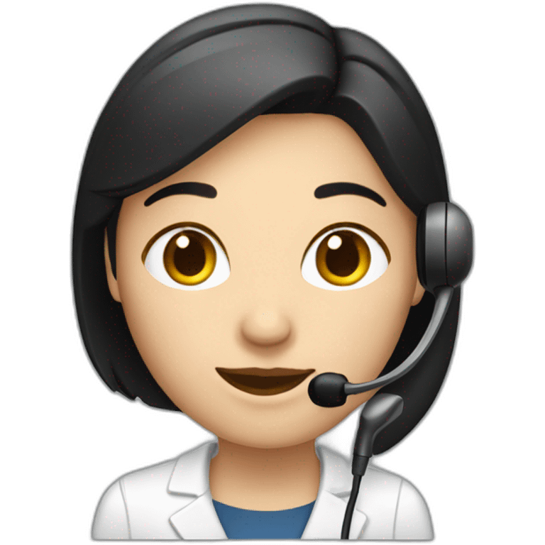 A telephone customer service staff, female, black hair, with ear microphone emoji