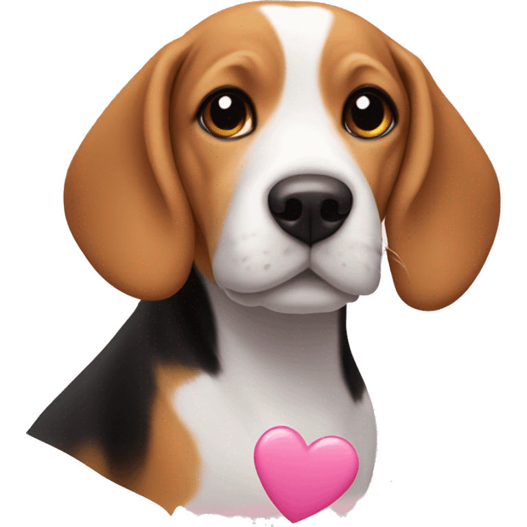 Beagle with pink hearts emoji