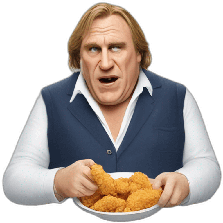 Gérard Depardieu eating 30 KFC Buckets emoji